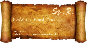 Szűcs Romána névjegykártya